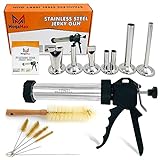MogaMax Stainless Steel Jerky Gun | Meat Gun | Jerky Maker with 6 Stainless Steel Nozzles and 7 Cleaning Brushes | Beef Jerky Maker | 1 Pound |