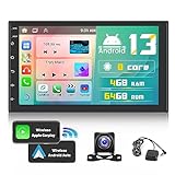 8 Core 4+64GB Android 13 Double Din Car Stereo Wireless Apple Carplay, 7 Inch Touchscreen Android Auto Car Radio Receiver with 59UI Support GPS Navigation Bluetooth FM DSP Split Screen