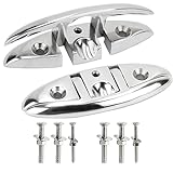 Laorde Boat Cleat 316 Stainless Steel Folding Cleats 5 Inch Marine Grade Rope Cleat Flip Up Dock Cleat for Boat Kayak and Decoration with Fastener 2 Pack