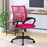 Pink Office Chair Ergonomic Desk Chair Mesh Computer Chair with Lumbar Support& Armrest, Adjustable Mid Back Executive Task Chairs, Rolling Swivel Chair Kids Desk Chair for Women
