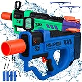 2 Packs Electric Water Gun for Kids [32 FT] Automatic Squirt Guns Pool Toys 800CC High Capacity Water Guns for Adults & Kids Outdoor Beach Swimming Pool Game Summer Party Favor (Blue+Green)