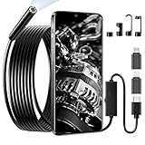 Endoscope Camera with Light, 1080P HD Borescope with 8 Adjustable LED Lights, Inspection Camera IP67 Waterproof, Endoscope with Semi-Rigid Snake Cable for iOS, Android Phone (16.4ft)