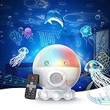 Ocean Night Light Projector for Kids, Octopus Decor Toys for 3-8 Year Old Boys, 3 in 1 Star&Moon Projection for 2-10 Year Old Girls, 9 Lullaby Songs, Toddler Toys, Adjustable 360-Degree Rotation