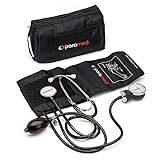 PARAMED Aneroid Sphygmomanometer with Stethoscope – Manual Blood Pressure Cuff with Universal Cuff 8.7 - 16.5' and D-Ring – Carrying Case in The kit – Black