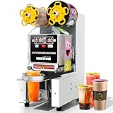WantJoin Cup Sealing Machine Full Automatic Cup Sealer Machine 90/95mm Electric Cup Sealing Machine 500-600 Cups/H Digital Control LED Panel Cup Sealer for Boba Bubble Milk Tea Coffee Drink Lid Sealer