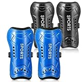 Shin Guards Soccer Youth, 2 Pair Lightweight and Breathable Soccer Shin Guards for 3-10 Years Old Boys Girls Kids Reduce Shocks and Injuries