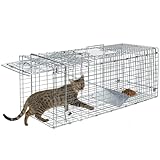 Live Animal Trap Cage 24'X8'X 7.5' Steel Catch Cage Humane Cat Trap Rabbit Trap Steel Humane Release Rodent Cage for Groundhog,Stray Cat,Squirrel,Raccoon,Mole,Gopher,Chicken,Opossum,Skunk (1 pcs)