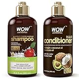 WOW Skin Science Apple Cider Vinegar Shampoo & Conditioner Set - Men and Womens Gentle Shampoo & Conditioner Set for Dry Hair - Increase Gloss, Reduce Split Ends - Sulfate, Silicone & Paraben Free
