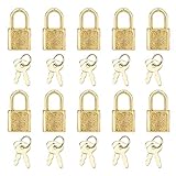 10pcs Mini Cute Diary Padlocks Gold Small Luggage Locks with Keys for Jewelry Boxes Decor