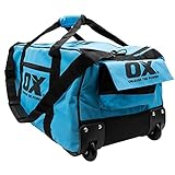 OX TOOLS Pro Series 24-Inch Wide Mouth Tuff Tool Bag with Built-In Wheels | Shoulder Strap & Heavy-Duty Zipper