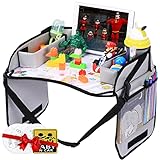 Innokids Kids Travel Lap Tray Children Car Seat Activity Snack and Play Tray Desk with Erasable Surface, iPad & Tablet Holder, Detachable Organizers for Cars, Planes & Baby Stroller (Gray)