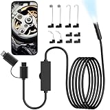 Endoscope Camera with Light, 1920P HD Borescope Inspection Camera for iPhone and OTG Android, Semi-Rigid Snake Cable 16.4FT, Sewer Camera with 8 Adjustable LED Lights, 7.9mm Probe, IP67 Waterproof