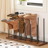 HOOBRO Shoe Rack, Tall Boot Rack, Boot Organizer, Metal Boot Shoe Rack, Holds 6 Pairs of Boots, for Entryway, Bedroom, Closet, Rustic Brown and Black BF45XJ01