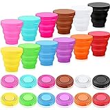 Umigy 24 Pack 5 oz Silicone Collapsible Travel Cup Portable Silicone Folding Camping Cup with Lids Expandable Drinking Cup Sets for Hiking, Sports, Camping, Outdoor, Indoor, 12 Colors