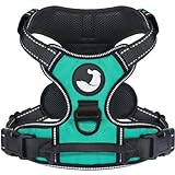 Joytale No Pull Dog Harness Medium Sized Dog, Reflective Pet Vest with Front Clip, Adjustable Soft Padded Harnesses with Easy Control Handle for Training and Walking, Teal, M