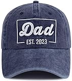 First Fathers Day Birthday Gifts for Men, Funny Embroidered World Best Dad Ever Gifts Baseball Cap, Adjustable Dad Est 2023 Party Decorations Hat, New Dad Gifts for Husband from Wife Baby Girl Boy
