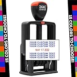 ZIGEL Self Inking Heavy Duty Style Customizable Office Date Stamp - Multiple Ink Color Options and Fonts