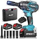 Seesii 1000Nm(738ft-lbs) Cordless Impact Wrench High Torque,1/2' Brushless Impact Gun w/Two 4.0AH Battery,Fast Charger, 5 Sockets & Storage Case, Electric Impact Wrench for Car Truck,WH760