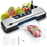 Vacuum Sealer Machine with Starter Kit, Beelicious 8-In-1 Powerful Food Vacuum Sealer, with Pulse Function, Moist&Dry Mode and External VAC for Jars and Containers | Build-in Cutter | LED Indicator | Quiet Operation | Easy to Clean | Slim Compact design | Sous Vide