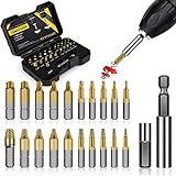 Gifts for Men, 22Pcs Titanium Damaged Screw Extractor Set - Remover for Stripped Head Screws Nuts & Bolts Drill Bit Tools for Easy Removal of Rusty & Broken Hardware High Speed Steel Superb Gift
