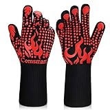 Comsmart BBQ Gloves, 1472 Degree F Heat Resistant Grilling Gloves Silicone Non-Slip Oven Gloves Long Kitchen Gloves for Barbecue, Cooking, Baking, Cutting