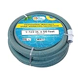 U.S. Pool Supply 1-1/2' x 50 Foot Professional Heavy Duty Spiral Wound Swimming Pool Vacuum Hose with Kink-Free Swivel Cuff & Flexible