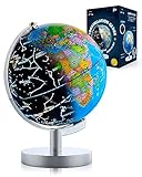 USA Toyz Illuminated Globe for Kids Learning- Globes of the World with Stand 3-in-1 STEM Kids Globe, Constellation Night Light Desk World Globe Lamp Built-in LED Light, Non-Tip Metal Base, 9.75” Tall
