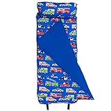 Wildkin Original Nap Mat with Reusable Pillow for Boys & Girls, Perfect for Elementary Daycare Sleepovers, Features Hook & Loop Fastener, Cotton Blend Materials Nap Mat for Kids (Heroes)