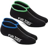 FUN TOES Neoprene Socks for Water Sports for Women & Men - 2 PAIRS of Snorkel Fin Socks for Scuba Diving, Snorkeling, Paddling, Boarding, Jetskiing & More 2.5MM (Black, L Men 9-10.5 Women 10.5-12)
