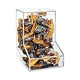SimplyImagine Acrylic Candy Dispenser Bin with 2 Lids for Bulk Candy Storage - Bubble Gum, Lollipops, Chocolate and More Snacks - For Home, Desktop, Tabletop or Wall Mount Use