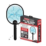 Magic Mesh 2 in 1 Bug Zapper & Swatter- Rechargeable Electric Swatter & Night Zapping Lamp- Zapping Racket Kills Mosquitos, Flies, & Insects Outdoors or Indoors