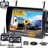 RV Backup Camera Wireless HD 1080P 2 Wireless Rear View Camera Highway Observation System 7 Inch DVR Monitor Touch Key for RVs,Trailers,5th Wheels with Adapter for Furrion Pre-Wired RVs Yakry Y28