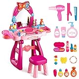 Meland Toddler Vanity Set - Kids Vanity Table for Little Girls with Mirror and Beauty Salon Set, Birthday Christmas Pretend Toy Gifts for Little Princess
