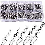 ENERHIKE 150pcs Fishing Snap Swivels Barrel Swivel with Coastlock Snap Stainless Swivel Corrosion Resistant Fishing Tackle Accessories Lure Line Connector for Saltwater Freshwater Fishing