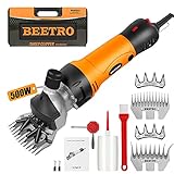BEETRO 500W Electric Professional Sheep Shears, 6 Speeds Sheep Clippers, with Extra Two Sets of Blades