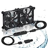 xiaoqijia Dual 120mm Fan with 10 Speed USB 5V Fan DC 12V IPX5 Waterproof Fan PC Fan Portable Cooling Fan for Tablet TV Receiver Router DVR Xbox Greenhouse Kennel Computer Cabinet Component Cooling