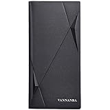 VANNANBA Long Slim Wallet for Men RFID Blocking Leather Checkbook Wallet,Thin Bifold Credit Card Holder with ID Window & Gift Box(Black)
