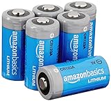 Amazon Basics 6-Pack Lithium CR123a 3 Volt Battery, 10-Year Shelf Life