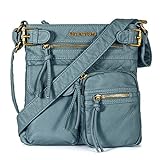 Montana West Crossbody Bag for Women Soft Leather Multi Pocket Shoulder Bags Vintage Women's Purses and Handbags Jean Gift MWC-046JEAN