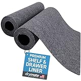 Drymate Premium Luxury Shelf & Drawer Liner, Thick Cushioned Fabric, Non-Adhesive, Absorbent, Waterproof, Slip-Resistant, Liners for Kitchen Cabinets, Cupboards (USA Made)(12”x59”)(2-Pack)(Light Grey)