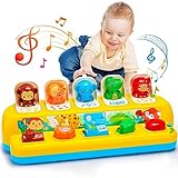 Interactive Pop up Animal Toys with Music & Light, Montessori Cause and Effect Toys for 1 Year Old Boy Girl Early Learning Musical Baby Toys 9-12-18 Months STEM Toddler Toys Age 1-2 Gift for Infant
