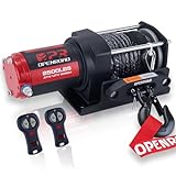 OPENROAD 2500 lb ATV/UTV Winch,12 V Towing Off-Road Electric ATV Winch with 5/32'×50'Synthetic Rope,Wireless Remote and Mounting Plate (2500lb)