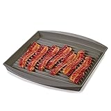 Prep Solutions by Progressive Microwave Large Bacon Grill - Gray, up to 6 Strips of Bacon, Cook Frozen Snacks, Frozen Pizza, Measures 12.5' L x 10' W