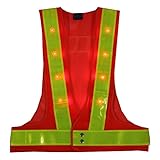 YOA 16 LED Light up Cycling Traffic Outdoor Night Safety Warning Vest (Led Safety Vest Orange)