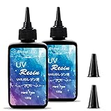 UV Resin, 2 PCS Upgrade Ultraviolet Epoxy Resin Non-Toxic Crystal Clear Hard Glue Solar Cure Sunlight Activated Resin for Handmade Jewelry, DIY Craft Decoration, Casting and Coating(200g)