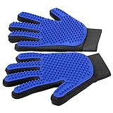 DELOMO Upgrade Pet Grooming Gloves Cat Brushes Gloves for Gentle Shedding - Efficient Pets Hair Remover Mittens - Dog Washing Gloves for Long and Short Hair Dogs & Cats & Horses - 1 Pair (Blue)