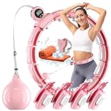 Smart Hula Infinity Hoop for Weight Loss, Silent Infinity Hoop Plus Size 48 inchs, Fitness Hula Circle with Ball and Counter, Abs Exercise Equipment for Home (Pink)
