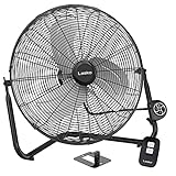 Lasko Metal Commercial Grade Electric Plug-In High Velocity Floor Fan with Wall Mount Option and Remote Control for Indoor Home, Bedroom, Garage, Basement, and Work Shop Use, Black H20660