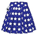 SANGTREE Women's Pleated Tennis Golf Short A-Line Mini Skirt with Pocket School Uniform，A# Blue White Star with 2 Pockets, US L