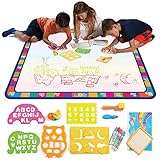 Play22 Large Magic Water Doodle Mat 22 PCS 39X30 - STEM Educational Learning ABC Letters Kids Drawing Board - Extra Large Water Drawing Doodling Mat Mess Free - Gifts for Kids Toddlers Boys and Girls